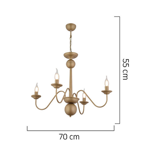 Apliqa Behir 4'lü Eskitme Boyalı Modern Oturma Odası, Yatak Odası Salon Avize