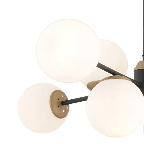 Apliqa Beria 8'li Sıralı Eskitme Beyaz Camlı Modern Oturma Odası Salon Avize