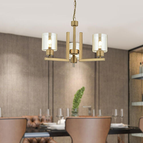 Apliqa Tasse 3 Lü Eskitme Boyalı Avize Bal Camlı Modern Genç Odası Yatak Odası Salon Avize