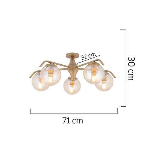 Apliqa Diaspor 5li Yuvarlak Eskitme Modern Sarkıt Genç Odası Yatak Odası Retro Salon Avize