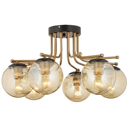 Apliqa Edin 6lı Siyah Eskitme Bal Camlı Modern Genç Odası Yatak Odası Salon Avize