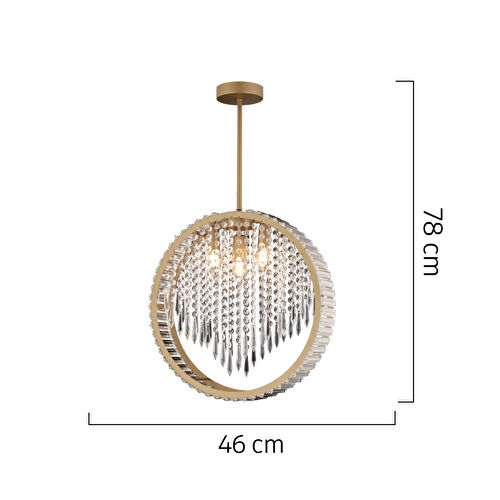 Apliqa Taproot 3lü Eskitme Kristalli Taşlı Modern Tasarım Kristal Salon Avize