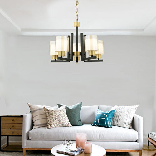 Apliqa Tisse 5 Li Eskitme Siyah Modern Yatak Odası Mutfak Oturma Odası Salon Avize