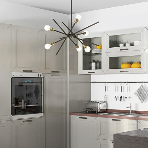 Apliqa Meter 6 Lı Siyah Eskitme Duylu Sarkıt Modern Yatak Odası Mutfaksalon Avize