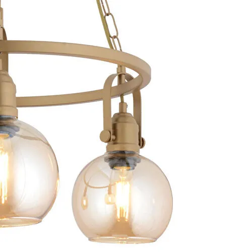 Apliqa Cherish 3'lü Yuvarlak Eskitme Bal Camlı Modern Oturma Odası Salon Avize