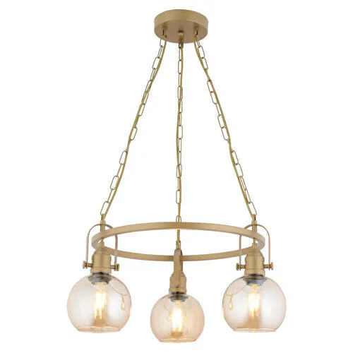 Apliqa Cherish 3'lü Yuvarlak Eskitme Bal Camlı Modern Oturma Odası Salon Avize