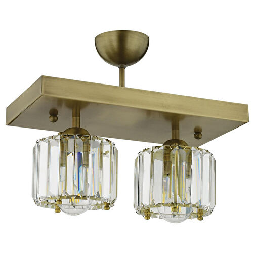 Apliqa Sabrina 2 Li Eskitme Plafonyer Kristalli Taşlı Modern Tasarım Kristal Salon Avize