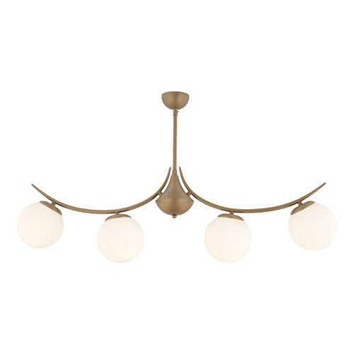 Apliqa Germaine 4'lü Sıralı Eskitme Beyaz Camlı Modern Oturma Odası Salon Avize