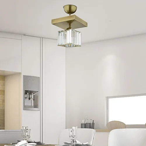 Apliqa Rivia Eskitme Plafonyer Kristalli Taşlı Modern Tasarım Kristal Salon Avize