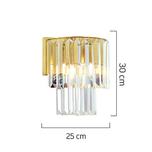 Apliqa Nilüfer Dikdörtgen Eskitme 3 Parça Kristalli Taşlı Modern Tasarım Kristal Salon Avize-aplik Seti