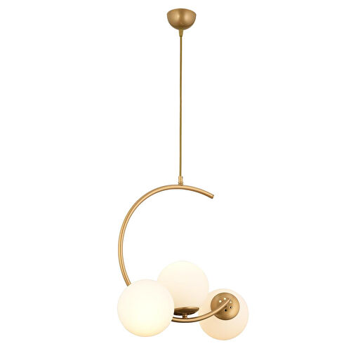 Apliqa Ladre 3lü Beyaz Camlı Eskitme Boyalı Modern Sarkıt, Mutfakyatak Odası Salon Avize