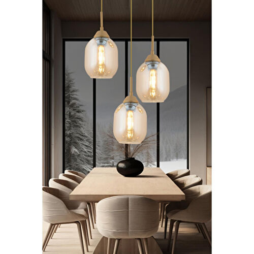 Apliqa Hierro 3 Lü Yuvarlak Eskitme Modern Salon Avize