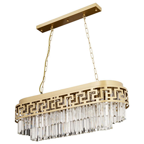 Apliqa Merlin Sıralı Eskitme Kristalli Taşlı Modern Tasarım Yemek Masası Üstü Kristal Salon Avize