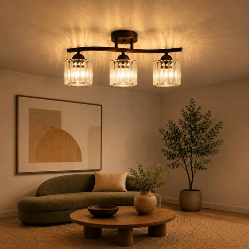 Apliqa Tufty 3lü Eskitme Kristalli Modern Yatak Odası Salon Kristal Avize