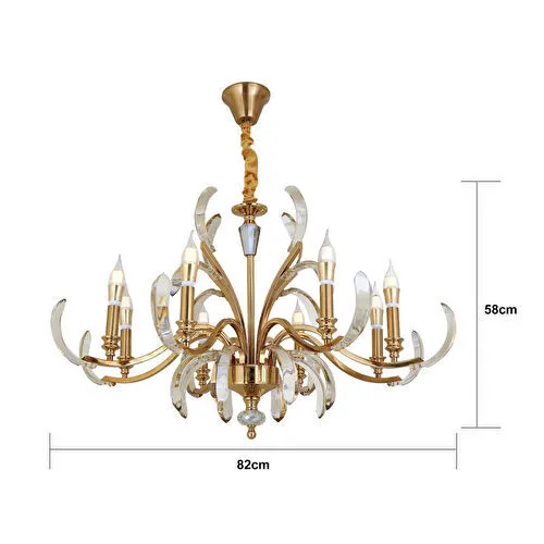 Apliqa Ronja 8'li Bakır Eskitme Kristal Taşlı Avangart Salon Avize