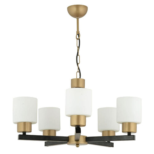 Apliqa Jade 5 Li Avize Eskitme Siyah Boyalı Beyaz Camlı Modern Genç Odası Yatak Odası Retro Salon Avize