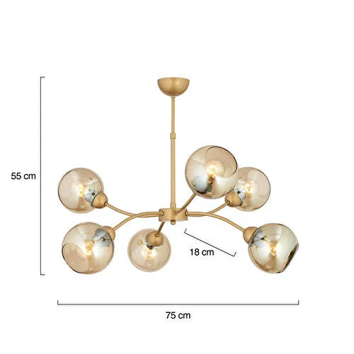 Apliqa Ecvet 6lı Eskitme Modern Oturma Odası Yatak Odası Salon Avize