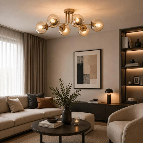 Apliqa Tanyer 6lı Eskitme Modern Sarkıt Yatak Odası Salon Avize