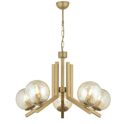 Apliqa Mikel 5 Lü Komple Eskitme Boyalı Bal Camlı Modern Retro Sarkıt Yatak Odası Salon Avize