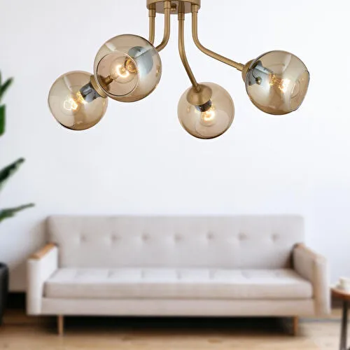 Apliqa David 4lü Eskitme Bal Camlı Modern Genç Odası Mutfaksalon Avize