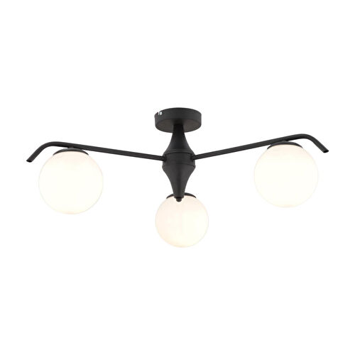 Apliqa Diaspor 3'lü Yuvarlak Siyah Beyaz Camlı Modern Plafonyer Genç Odası Yatak Odası Retro Salon Avize