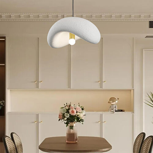 Apliqa Voliny Tekli Beyaz Beton Modern Sarkıt Oturma Odası Salon Sarkıt Avize