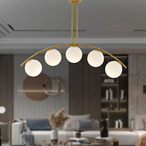 Apliqa Fralde 5 Li Gold Modern Mutfak Cafe Restoran Için Uygun Retro Salon Avize