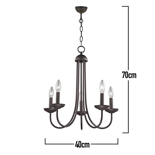 Apliqa Ferd 5 Li Siyah Modern Genç Odası Mutfak Retro Salon Avize
