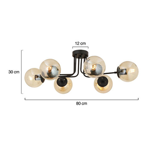 Apliqa Tanyer 6lı Siyah Modern Sarkıt Yatak Odası Retro Salon Avize