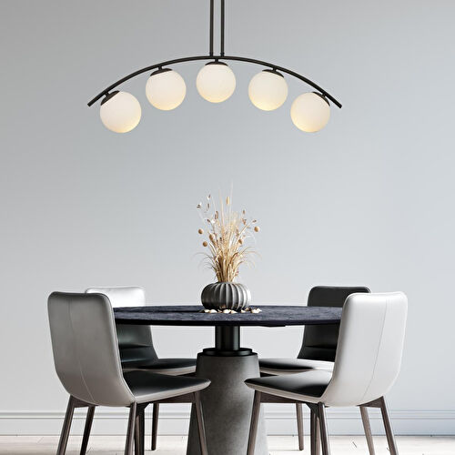 Apliqa Fralde 5li Siyah Modern Mutfak Cafe Restoran Için Uygun Retro Salon Avize