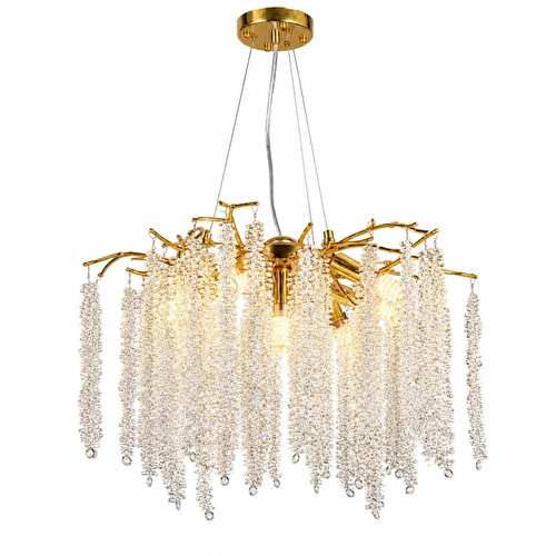 Apliqa Dina Serip Gold Kaplamalı Modern Tasarım Salon Kristal Sarkıt Avize