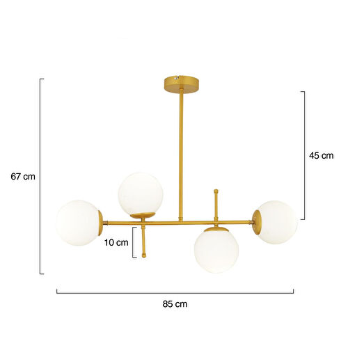 Apliqa Günay 4lü Gold Modern Mutfak Yemek Masası Üstü Yatak Odası Salon Avize
