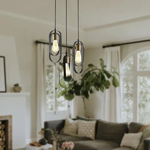 Apliqa Koza 3lü Yuvarlak Siyah Modern Genç Odası Mutfak Retro Salon Sarkıt Avize Apliqa Koza 3lü Yuvarlak Siyah Modern Genç Odası Mutfak Retro Salon Sarkıt Avize