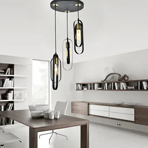 Apliqa Koza 3lü Yuvarlak Siyah Modern Genç Odası Mutfak Retro Salon Sarkıt Avize Apliqa Koza 3lü Yuvarlak Siyah Modern Genç Odası Mutfak Retro Salon Sarkıt Avize