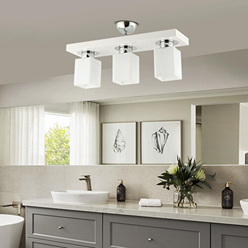 Apliqa Kare 3lü Modern Plafonyer Genç Odası Mutfakyatak Odası Avize