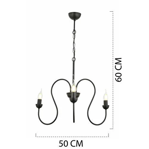 Apliqa Flor 3lü Yuvarlak Siyah Modern Sarkıt Genç Odası Yatak Odası Retro Salon Avize