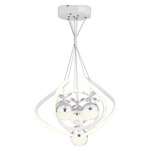 Apliqa Balca 4'lü Beyaz Krom 3 Renkli 84 Watt Ledli Kelebek Led Avize Top Avize Modern Oturma Odası, Koridor, Salon Led Avize