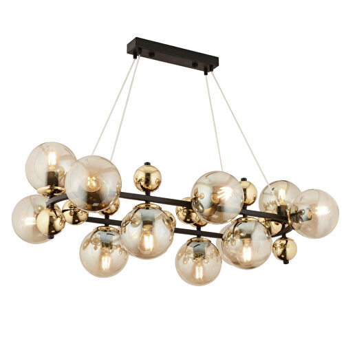 Apliqa Lorento 12li Dikdörtgen Gold Modern Cafe,restoran Için Uygun Retro Salon Avize