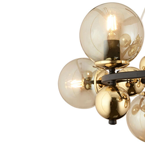 Apliqa Lorento 12li Dikdörtgen Gold Modern Cafe,restoran Için Uygun Retro Salon Avize