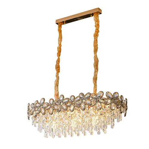 Apliqa Saral Sıralı Gold Yemek Masası Üstü, Kristal Taşlı Modern Tasarım Salon Avize Apliqa Saral Sıralı Gold Yemek Masası Üstü, Kristal Taşlı Modern Tasarım Salon Avize