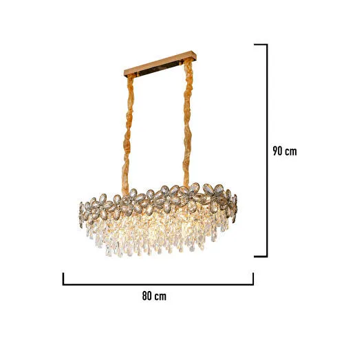 Apliqa Saral Sıralı Gold Yemek Masası Üstü, Kristal Taşlı Modern Tasarım Salon Avize Apliqa Saral Sıralı Gold Yemek Masası Üstü, Kristal Taşlı Modern Tasarım Salon Avize