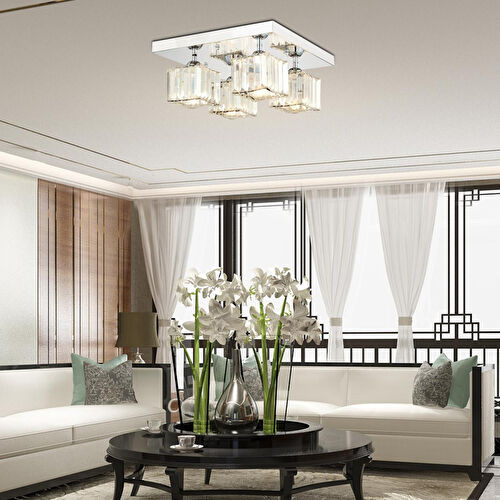 Apliqa Ri̇vi̇a 4 Lü Krom Kaplama Plafonyer Taşli Salon Avi̇ze