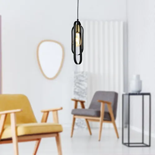 Apliqa Koza Tekli Siyah Spor Modern Retro Sarkıt Mutfak Salon Sarkıt Avize