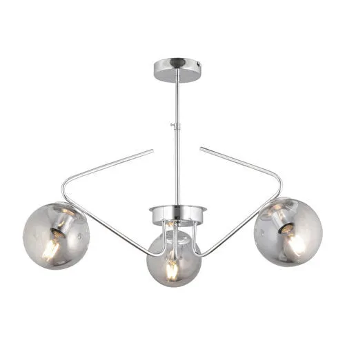 Apliqa Mildred 3'lü Krom Füme Camlı Modern Sarkıt Genç Odası Mutfak Yatak Odası Salon Sarkıt Avize