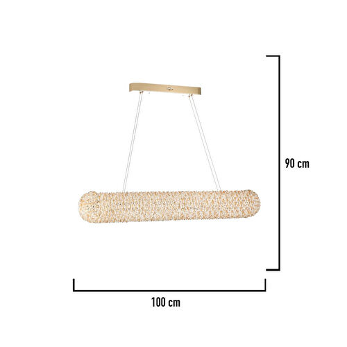 Apliqa Leman Sıralı Gold 40 Watt Kristal Taşlı Salon Sarkıt Avize Apliqa Leman Sıralı Gold 40 Watt Kristal Taşlı Salon Sarkıt Avize