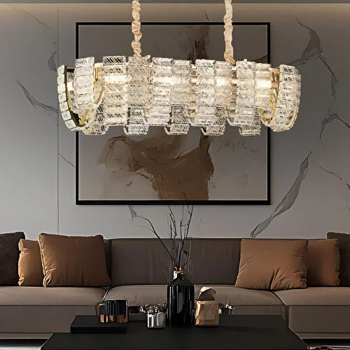 Apliqa Loya Sıralı Kristal Taşlı Oturma Odası, Salon Sarkıt Avize