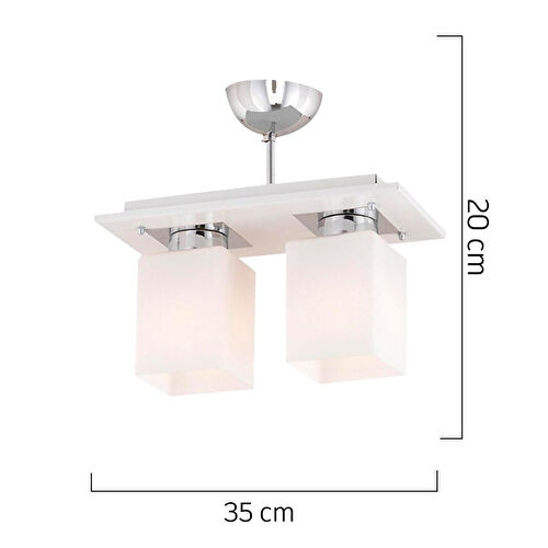 Apliqa Atlas 2 Li Beyaz Modern Genç Odası Mutfak- Banyo Mutfak Salon Spot Avize