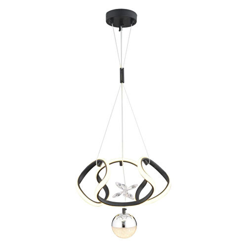 Apliqa Pelin Tekli Siyah Krom 3 Renkli 39 Watt Ledli Modern Oturma Odası, Koridor, Salon Led Avize