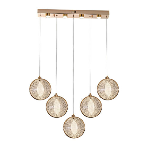 Apliqa Edward 5'li 67 Watt Sıralı Gold Ledli Modern Salon Avize