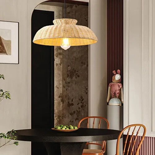 Apliqa Enrico Tekli Rattan Modern Tasarım Oturma Odası Avize